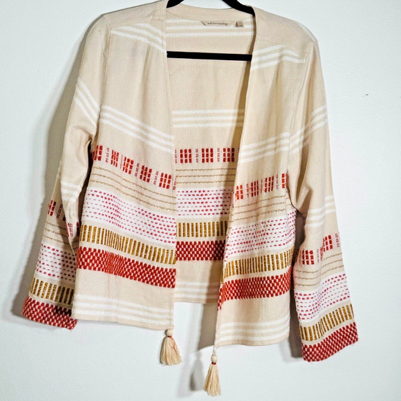 Soft Surroundings Cardigan Women’s Large Juliet Woven Tassel Topper lightweight - Picture 2 of 7